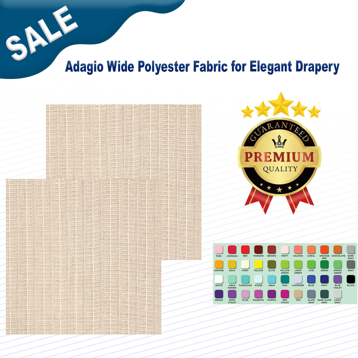 1 Yard Adagio Wide Polyester Fabric for Elegant Drapery