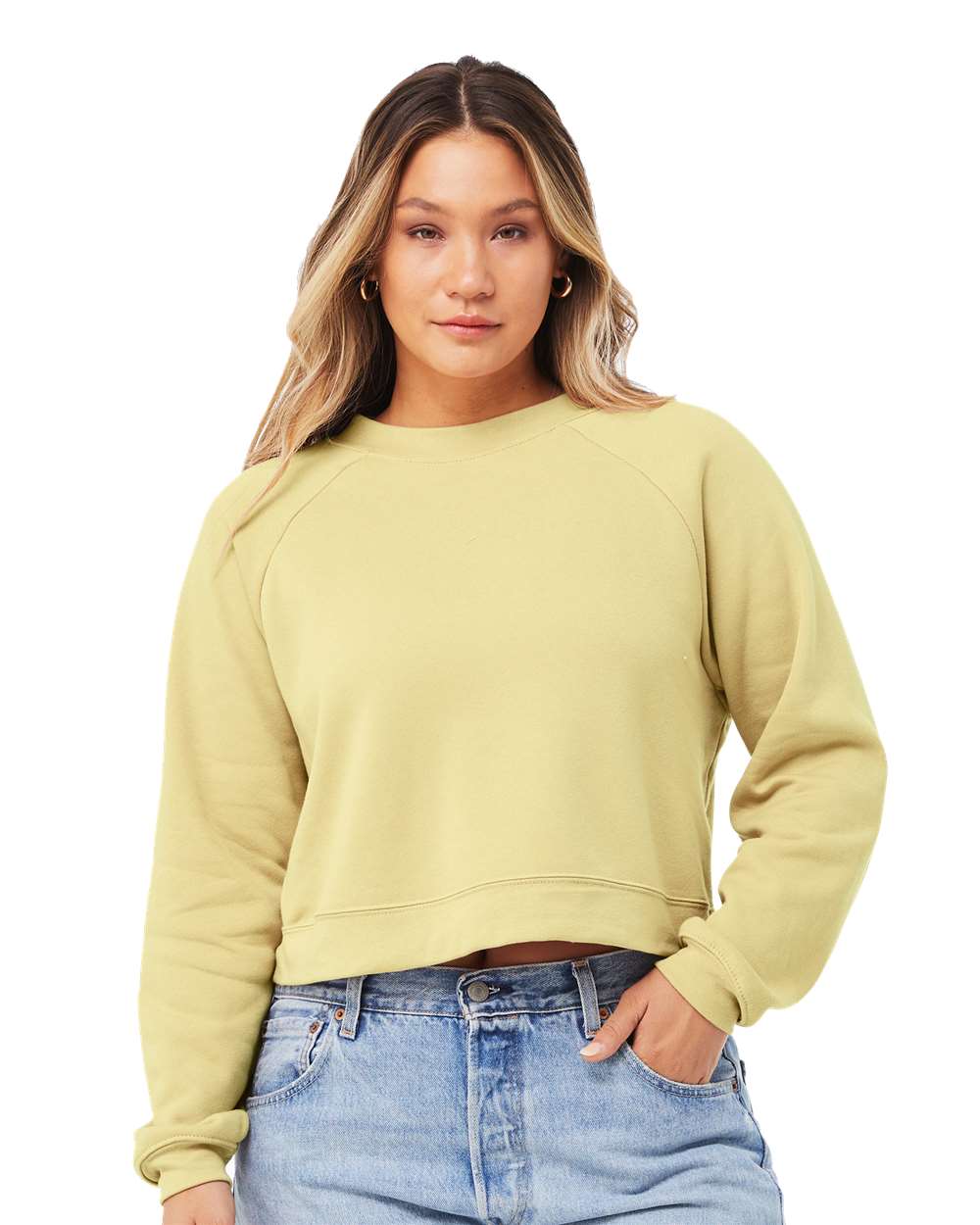 BELLA + CANVAS® Women's Crop Raglan Fleece Crewneck Sweatshirt - 7505