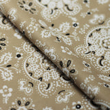 Bandana Poly Spandex Fabric - Beige/Red Paisley, 58/60" Width (1 Yard)