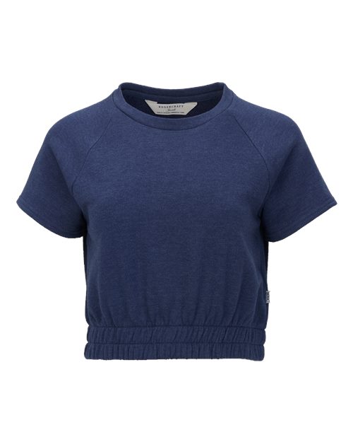 Women's French Terry Short Sleeve Cropped Crewneck Sweatshirt