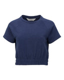 Women's French Terry Short Sleeve Cropped Crewneck Sweatshirt