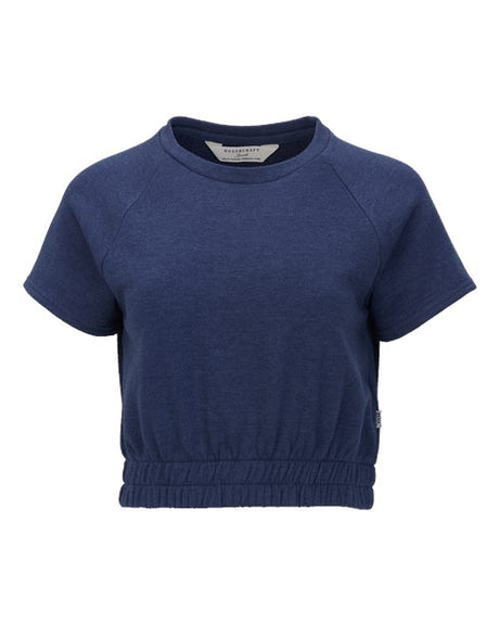 Women's French Terry Short Sleeve Cropped Crewneck Sweatshirt