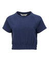 Women's French Terry Short Sleeve Cropped Crewneck Sweatshirt