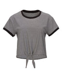 Women's Striped Tie-Front Cropped T-Shirt