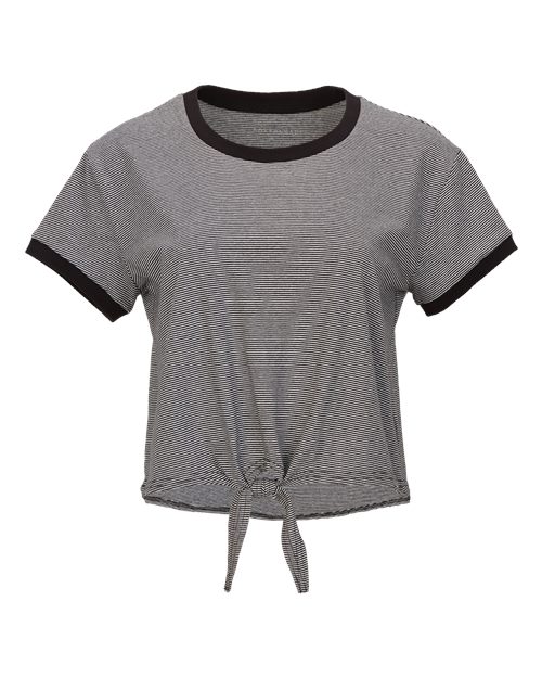 Women's Striped Tie-Front Cropped T-Shirt