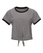 Women's Striped Tie-Front Cropped T-Shirt
