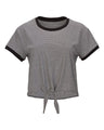 Women's Striped Tie-Front Cropped T-Shirt