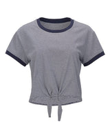 Women's Striped Tie-Front Cropped T-Shirt