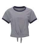 Women's Striped Tie-Front Cropped T-Shirt