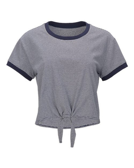 Women's Striped Tie-Front Cropped T-Shirt