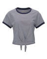 Women's Striped Tie-Front Cropped T-Shirt