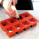 Silikomart Silicone Bakeware Square Cube Mold 4 Oz, 50mm x 50mm x 50mm H.; 8 Cavities