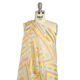 Metallic Gold, Coral and Lime Chevrons and Arrows Luxury Burnout Brocade