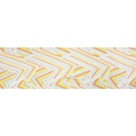 Metallic Gold, Coral and Lime Chevrons and Arrows Luxury Burnout Brocade