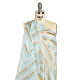 Metallic Gold, Aqua and Teal Chevrons and Arrows Luxury Burnout Brocade
