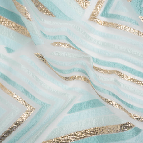 Metallic Gold, Aqua and Teal Chevrons and Arrows Luxury Burnout Brocade