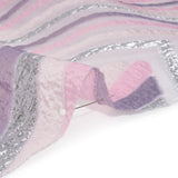 Metallic Silver, Pink and Mauve Chevrons and Arrows Luxury Burnout Brocade