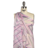 Metallic Silver, Pink and Mauve Chevrons and Arrows Luxury Burnout Brocade