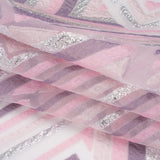Metallic Silver, Pink and Mauve Chevrons and Arrows Luxury Burnout Brocade