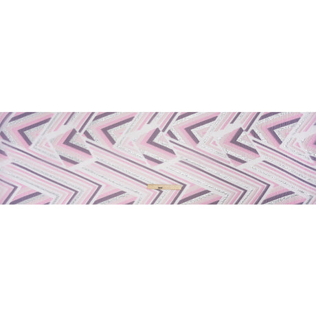 Metallic Silver, Pink and Mauve Chevrons and Arrows Luxury Burnout Brocade