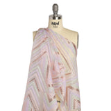 Metallic Rose Gold, Lavender and Mint Chevrons and Arrows Luxury Burnout Brocade