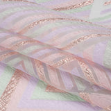Metallic Rose Gold, Lavender and Mint Chevrons and Arrows Luxury Burnout Brocade