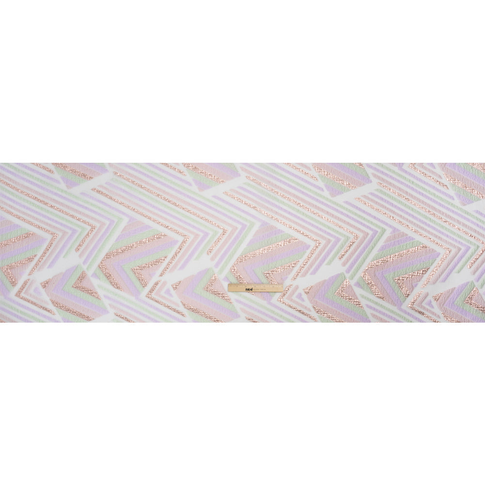 Metallic Rose Gold, Lavender and Mint Chevrons and Arrows Luxury Burnout Brocade