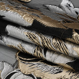 Metallic Gold, Silver and Black Fantastic Flowers Luxury Burnout Brocade