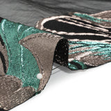 Metallic Rose Gold, Aqua and Black Fantastic Flowers Luxury Burnout Brocade