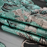 Metallic Rose Gold, Aqua and Black Fantastic Flowers Luxury Burnout Brocade