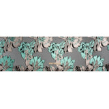 Metallic Rose Gold, Aqua and Black Fantastic Flowers Luxury Burnout Brocade
