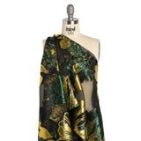 Metallic Forest, Gold and Black Fantastic Flowers Luxury Burnout Brocade