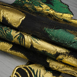 Metallic Forest, Gold and Black Fantastic Flowers Luxury Burnout Brocade