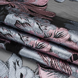 Metallic Pink, Blue Gray and Black Fantastic Flowers Luxury Burnout Brocade