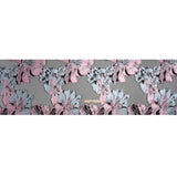 Metallic Pink, Blue Gray and Black Fantastic Flowers Luxury Burnout Brocade