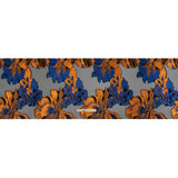 Metallic Royal Blue, Orange and Black Fantastic Flowers Luxury Burnout Brocade