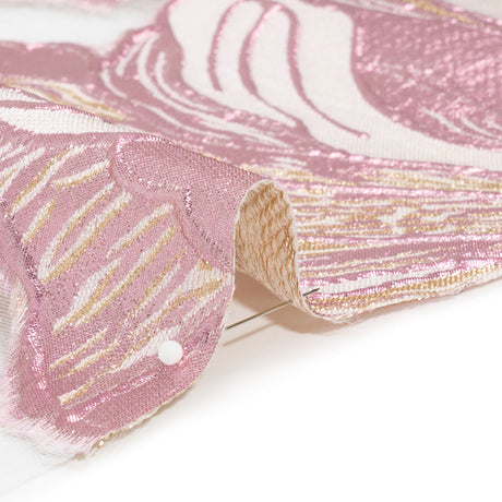 Metallic Pink, Gold and White Fantastic Flowers Luxury Burnout Brocade