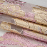 Metallic Pink, Gold and White Fantastic Flowers Luxury Burnout Brocade