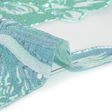 Metallic Aqua, Sky Blue and Off White Fantastic Flowers Luxury Burnout Brocade