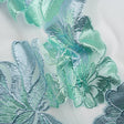 Metallic Aqua, Sky Blue and Off White Fantastic Flowers Luxury Burnout Brocade