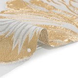 Metallic Gold, Silver and White Fantastic Flowers Luxury Burnout Brocade