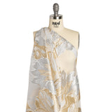 Metallic Gold, Silver and White Fantastic Flowers Luxury Burnout Brocade