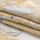 Metallic Gold, Silver and White Fantastic Flowers Luxury Burnout Brocade