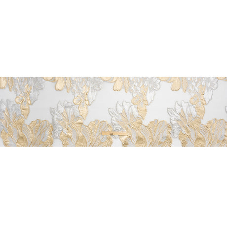 Metallic Gold, Silver and White Fantastic Flowers Luxury Burnout Brocade