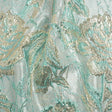 Metallic Light Blue, Gold and Aqua Radiant Roses Luxury Brocade