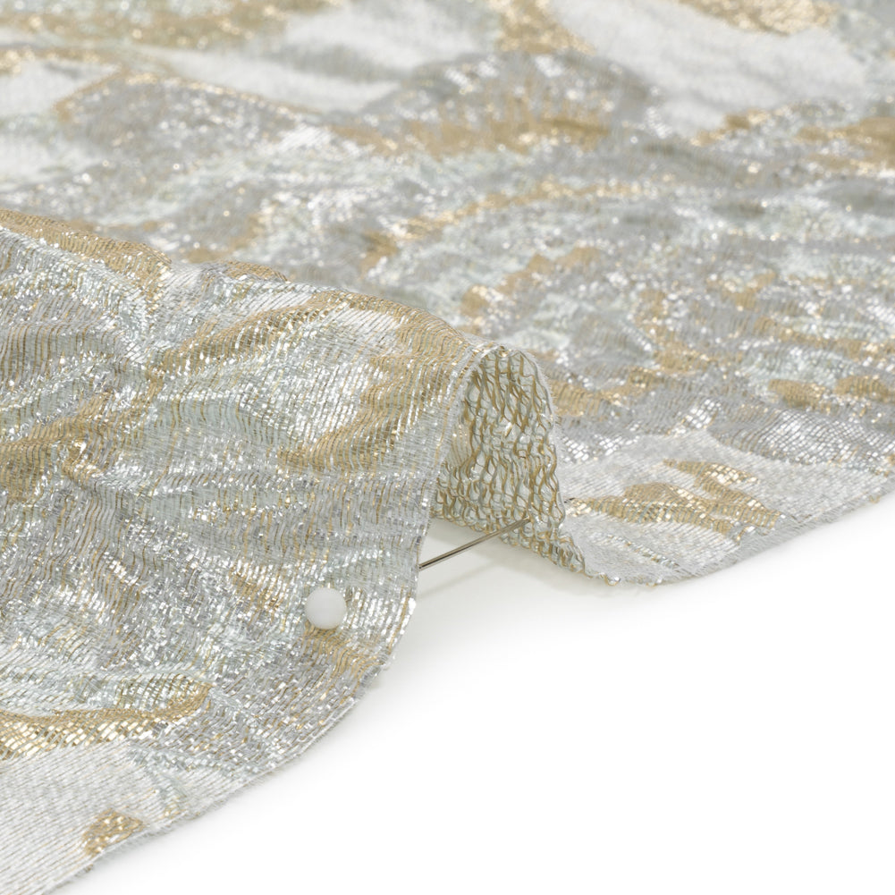 Metallic Gold and Silver Radiant Roses Luxury Brocade