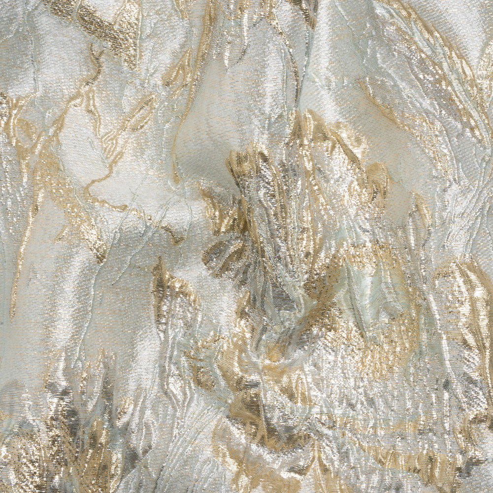 Metallic Gold and Silver Radiant Roses Luxury Brocade