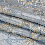 Metallic Gold, Blue and Gray Radiant Roses Luxury Brocade