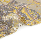 Metallic Pale Blue, Yellow and Rose Gold Radiant Roses Luxury Brocade