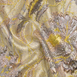 Metallic Pale Blue, Yellow and Rose Gold Radiant Roses Luxury Brocade